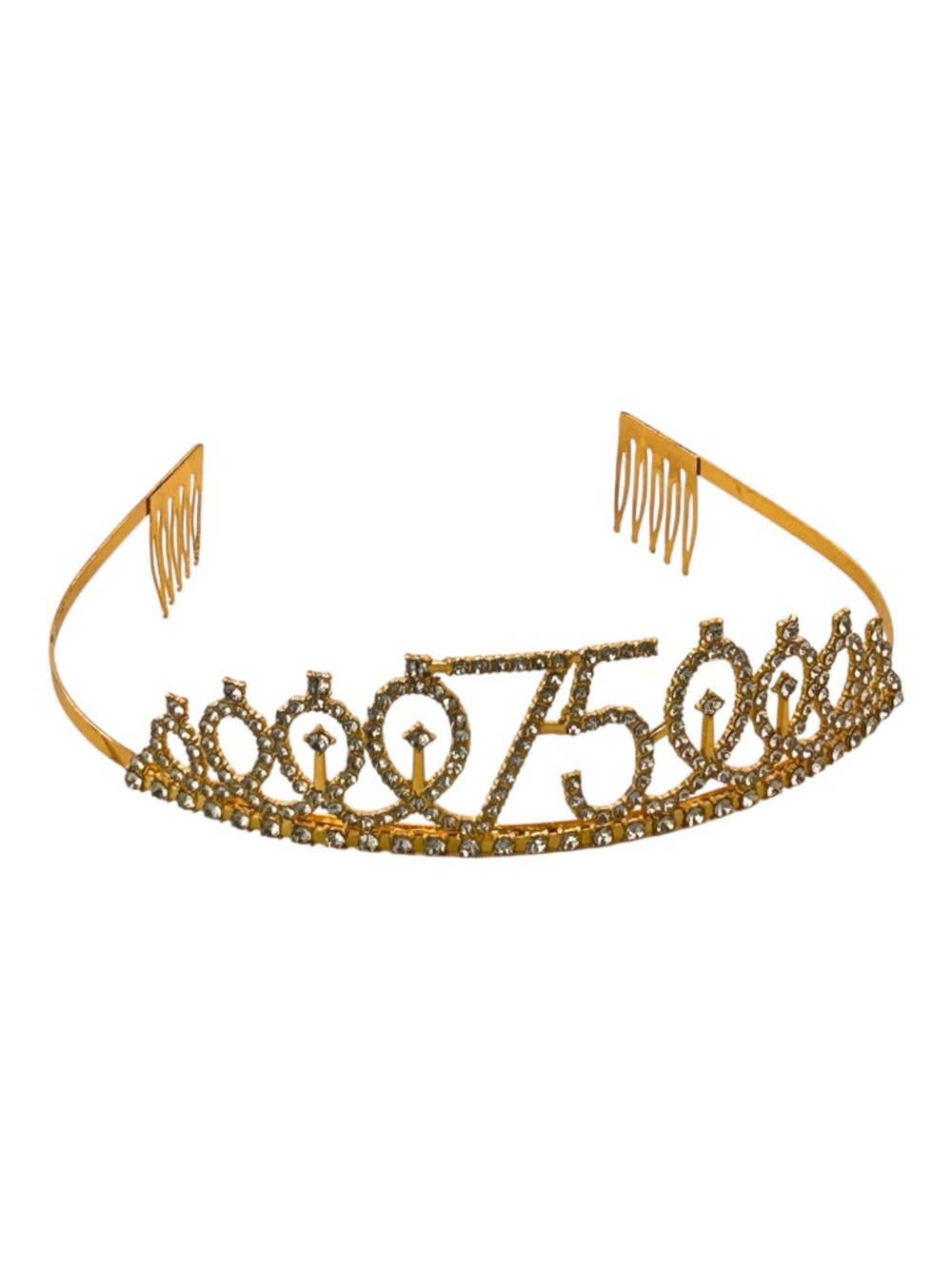 75th Birthday Tiara  Gold w/ Clear Rhinestone Crown for Queens